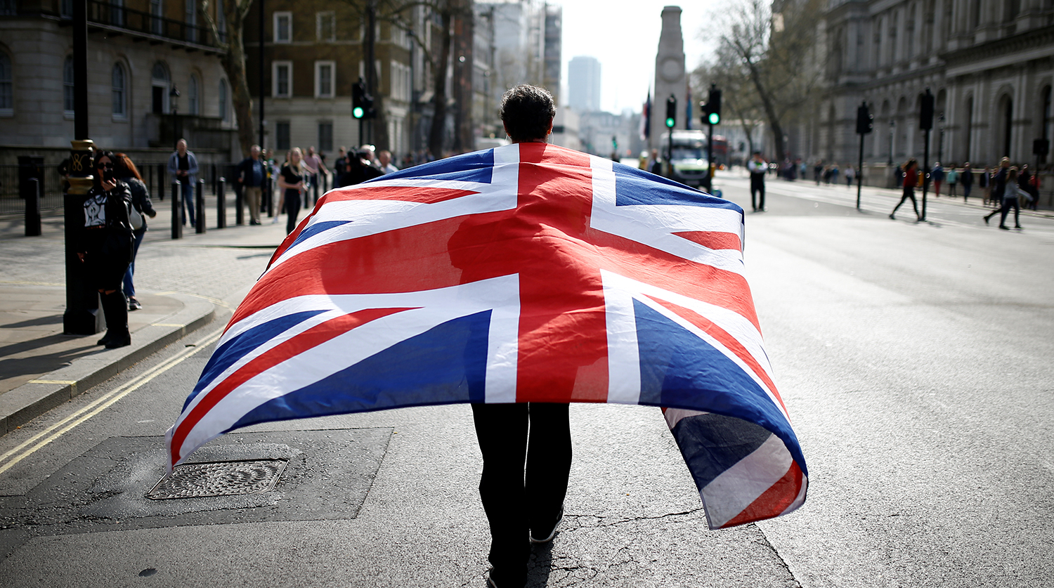 Pro-Brexit yellow vest protesters demonstrate, in London