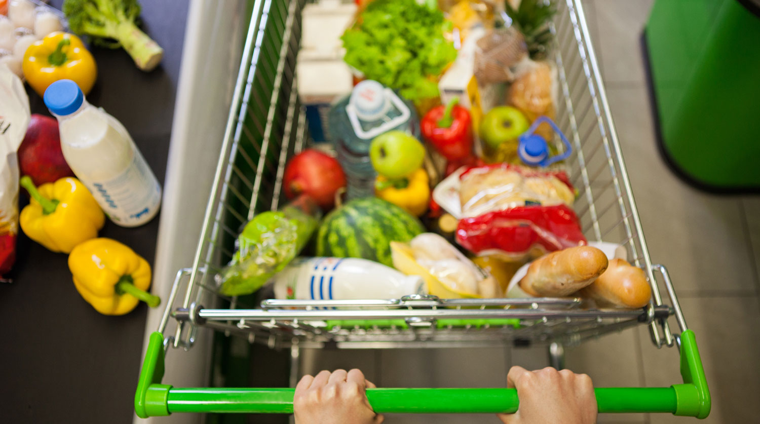 Trolley full of products