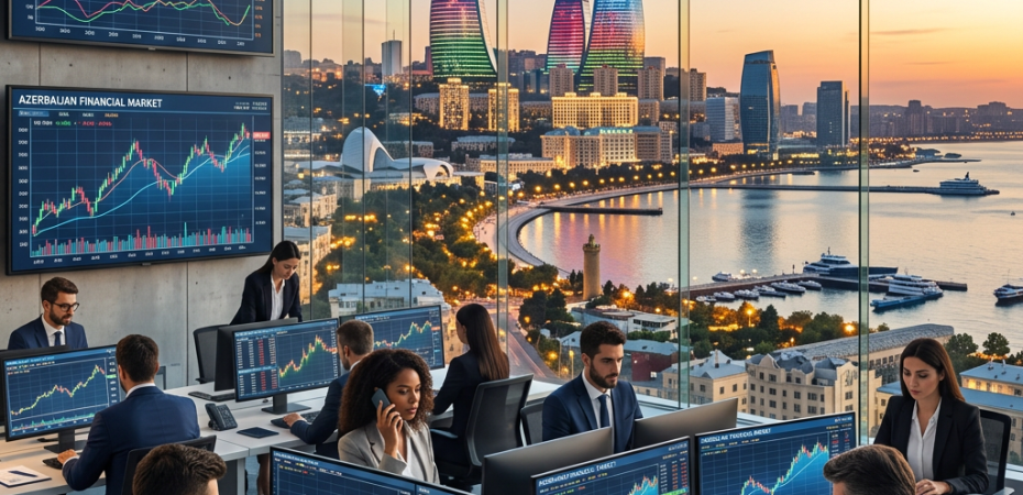 Traders working with multiple monitors displaying financial market charts in an office with large windows showing a city and waterfront at sunset.
