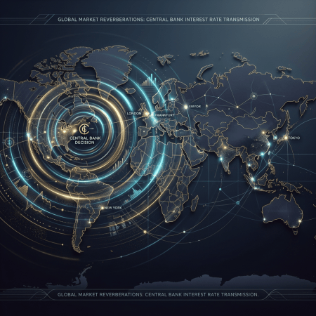 World map showing central bank interest rate transmission across global financial centers