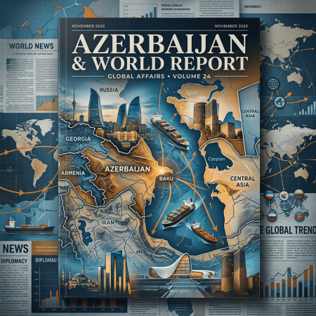 Magazine cover reading “Azerbaijan & World Report,” November 2023