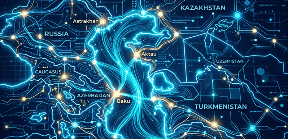 Caspian Regional Connectivity; A Future-Proof Digital Infrastructure Network; Tech News 2024; Russia, Kazakhstan, Uzbekistan, Turkmenistan, Iran, Azerbaijan, Caucasus; Astrakhan, Aktau, Baku, Tehran; High-Speed Data Transit